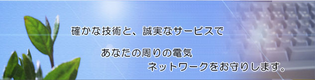 確かな技術と誠実なサービスであなたの周りの電気、ネットワークをお守りします